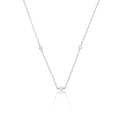 Silver Three Diamond Style Necklace