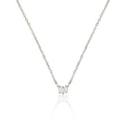 Solid White Gold Triple Baguette Diamond Necklace
