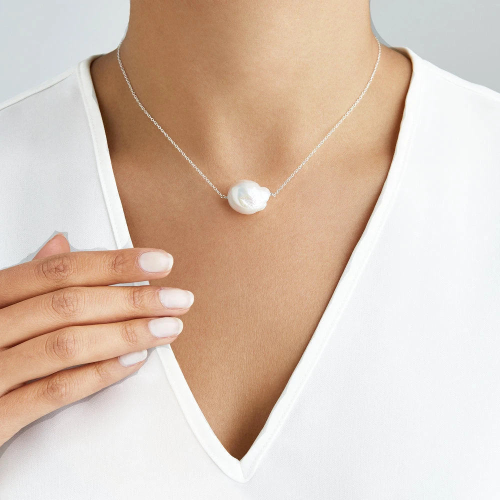 Silver Large Baroque Pearl Choker - Image 2