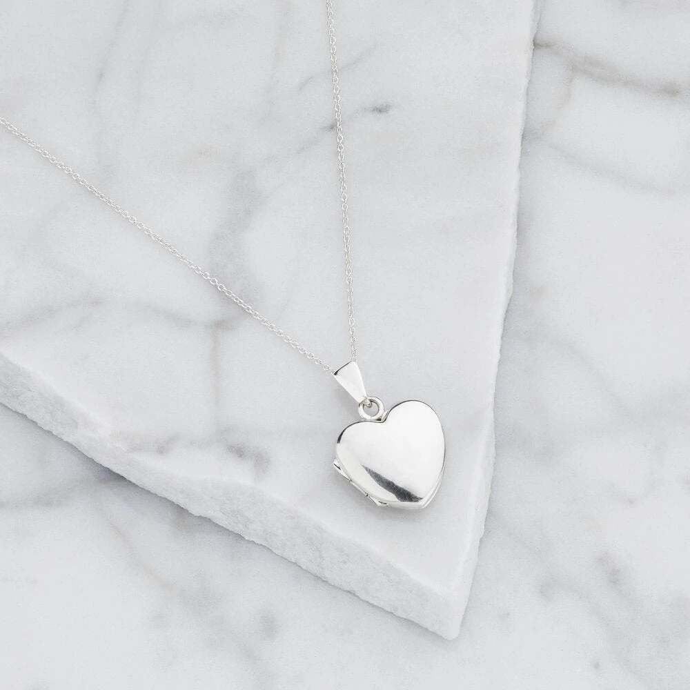 Silver Small Heart Locket Necklace - Image 3