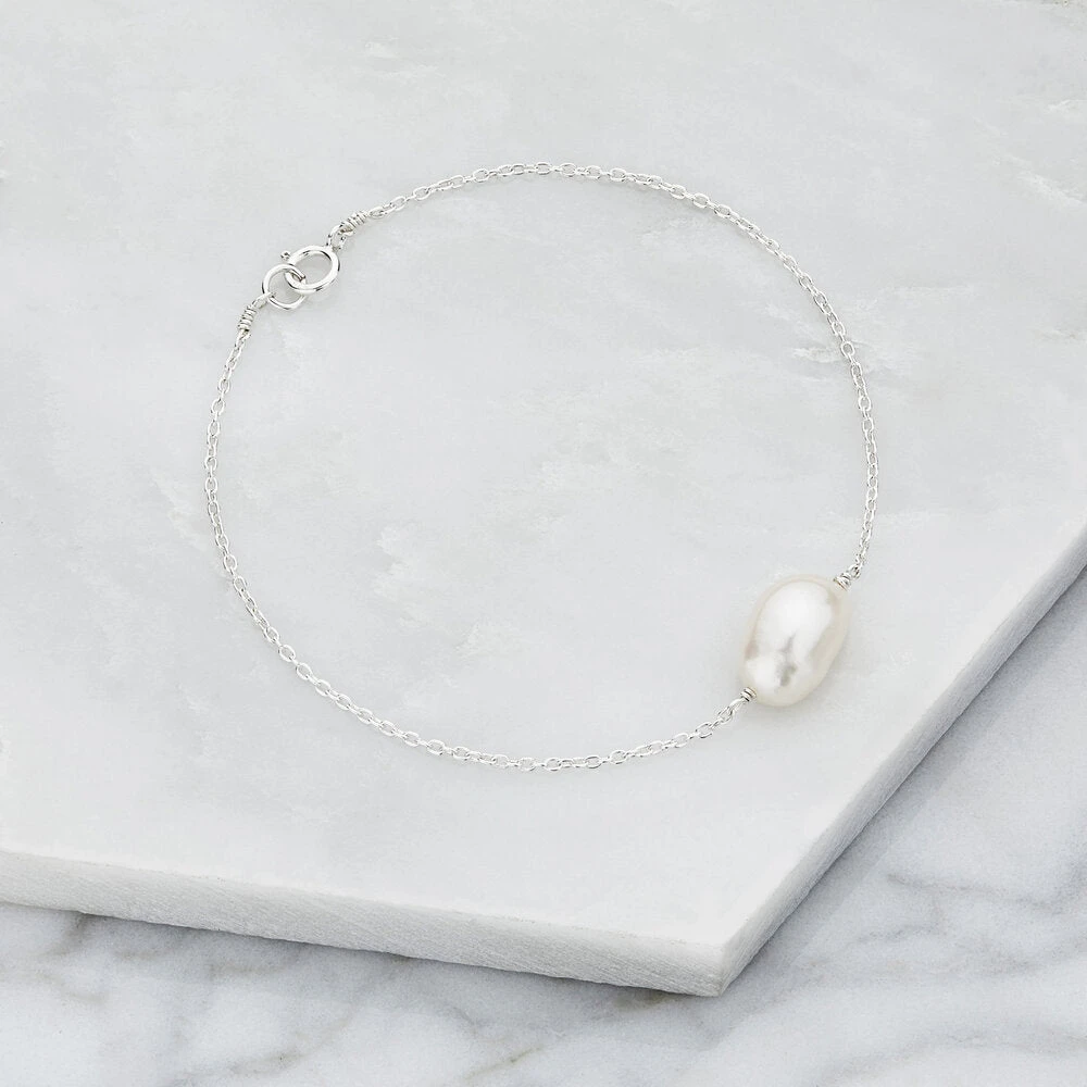 Silver Large Pearl Bracelet - Image 4