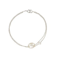 Silver Layered Large And Small Pearl Bracelet