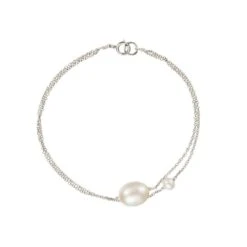 White Gold Layered Large And Small Pearl Bracelet