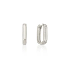 Silver Ribbed Hoop Earrings