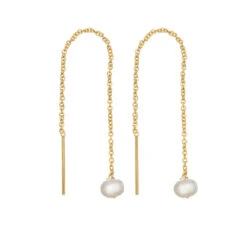 Gold Pearl Drop Ear Threaders
