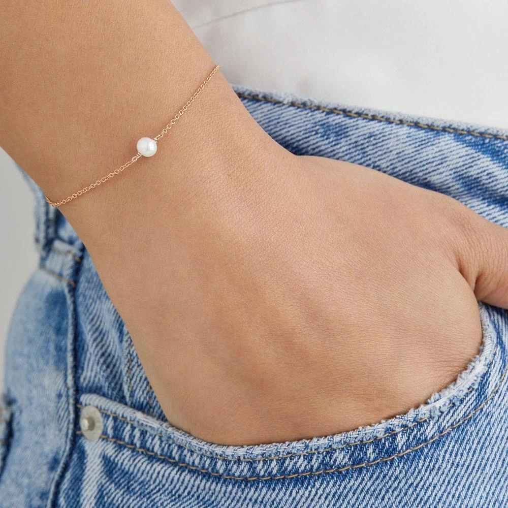 Rose Gold Single Pearl Bracelet - Image 4