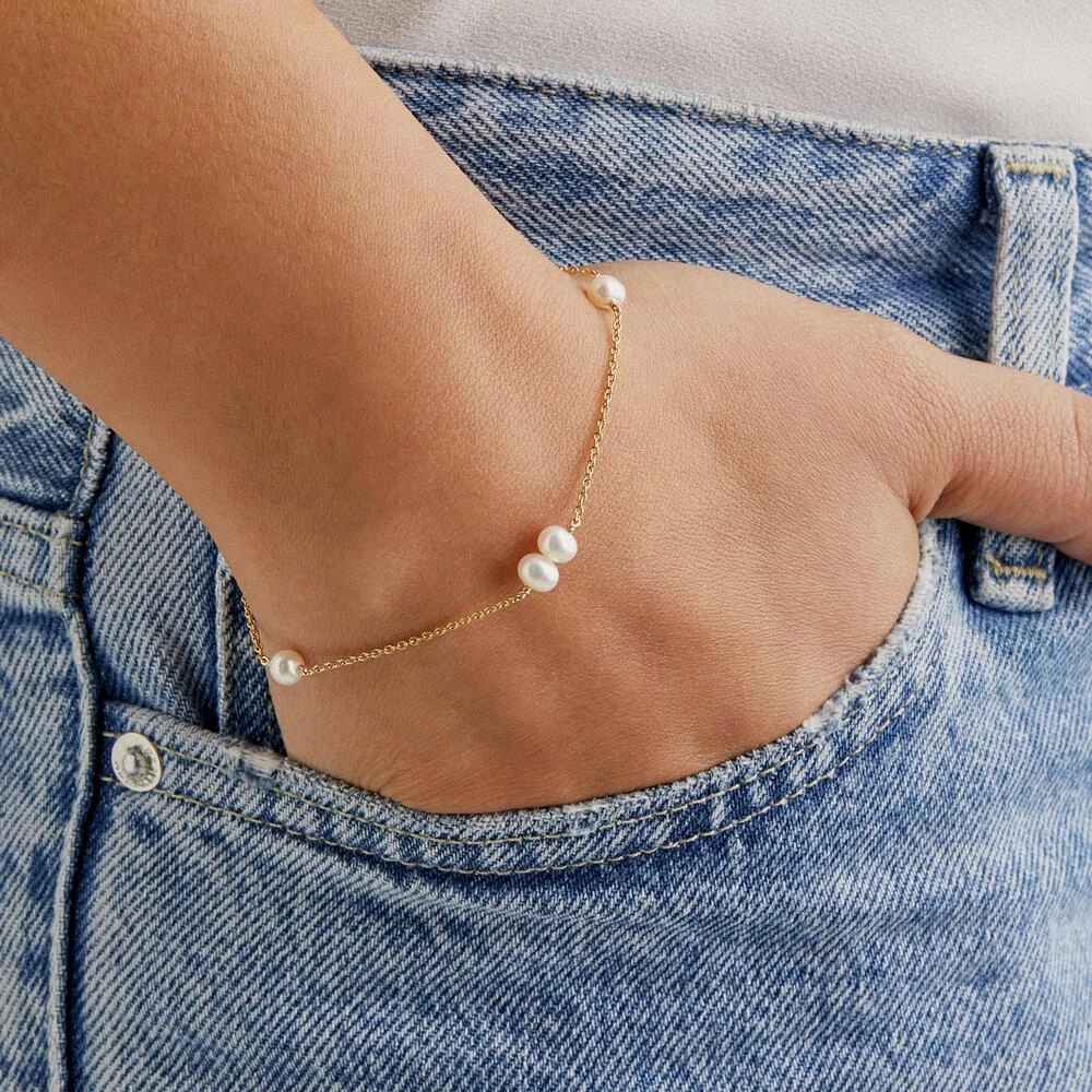 Rose Gold Six Pearl Bracelet - Image 2