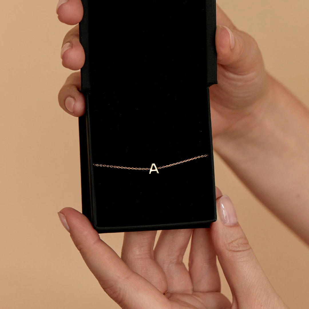 Solid Gold Miniature Initial Letter Bracelet - Image 3