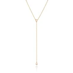 Gold Diamond Style Lariat Necklace