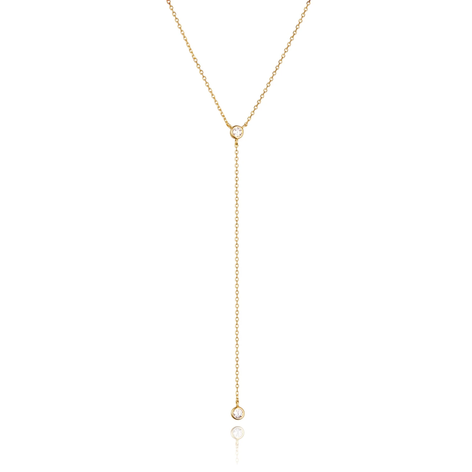 Gold Diamond Style Lariat Necklace