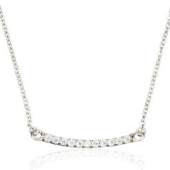 Silver Diamond Style Bar Necklace