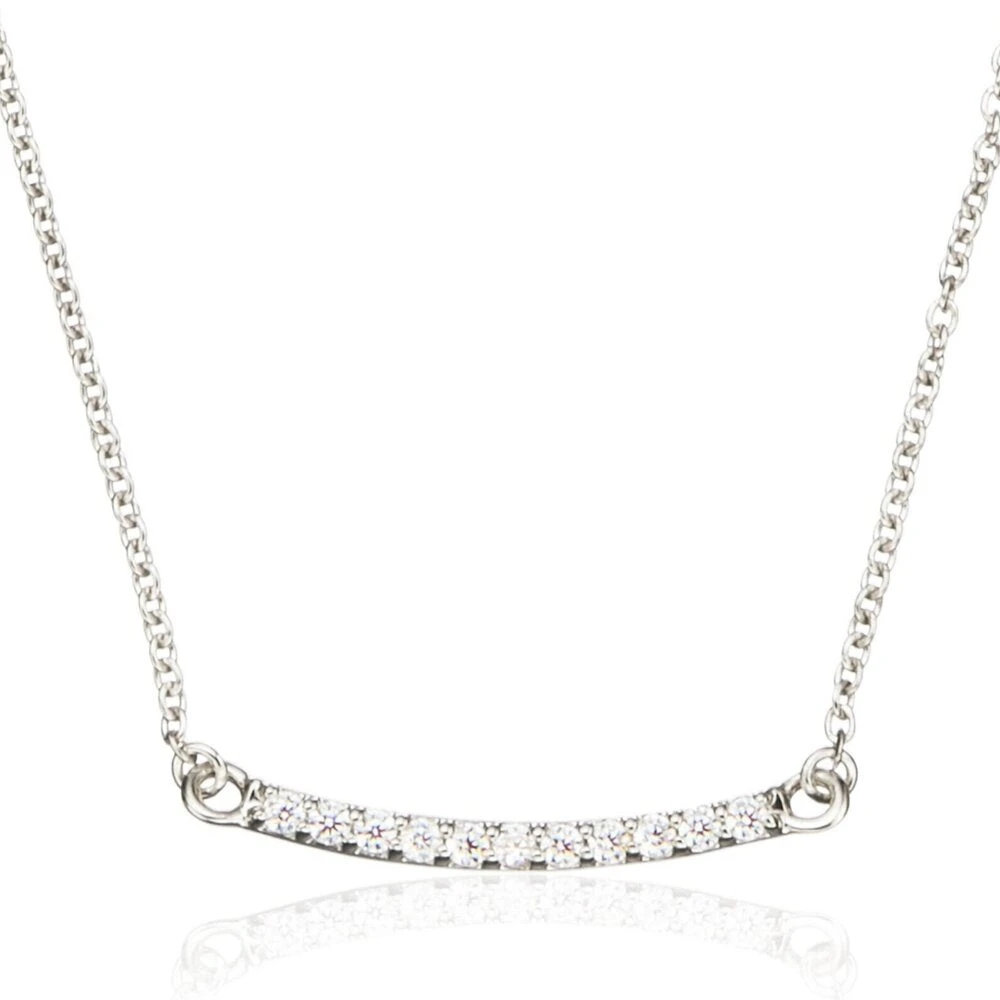 Silver Diamond Style Bar Necklace