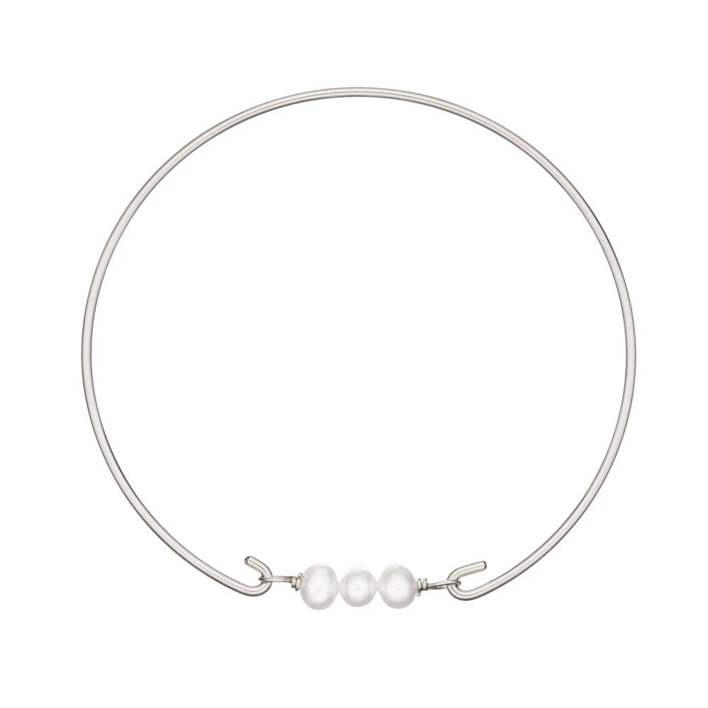 Silver Cluster Pearl Bangle