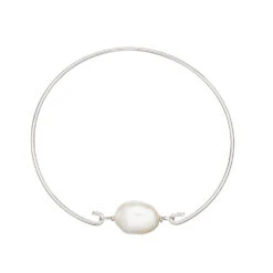 Silver Large Pearl Bangle