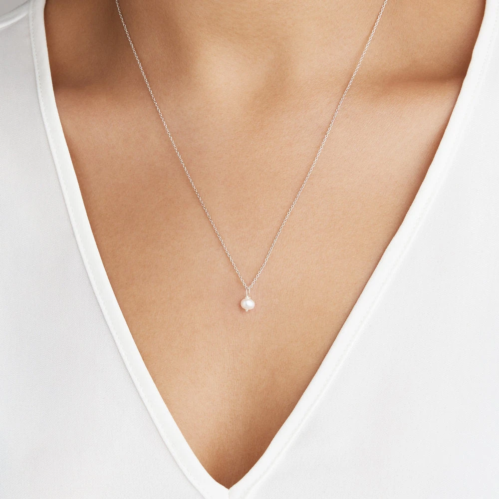 Silver Single Pearl Necklace - Image 8