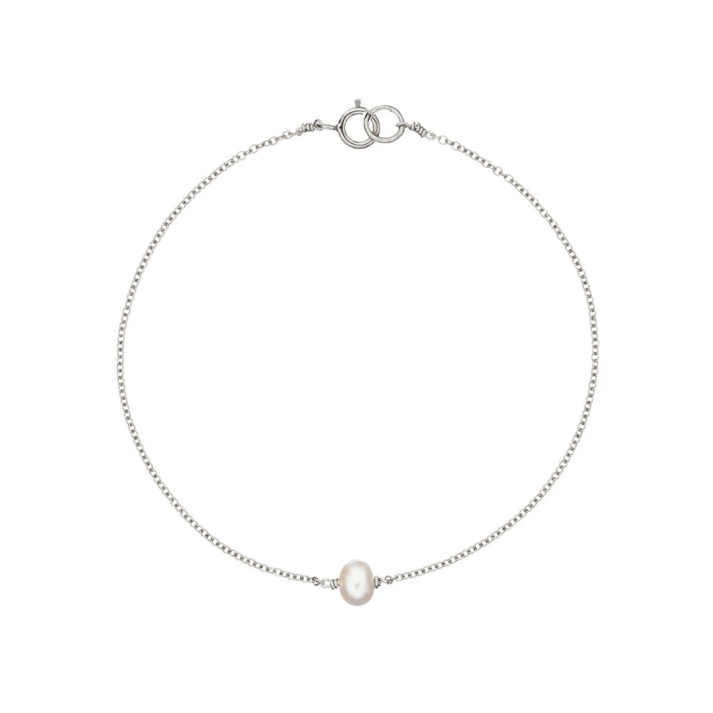 Silver Single Pearl Bracelet