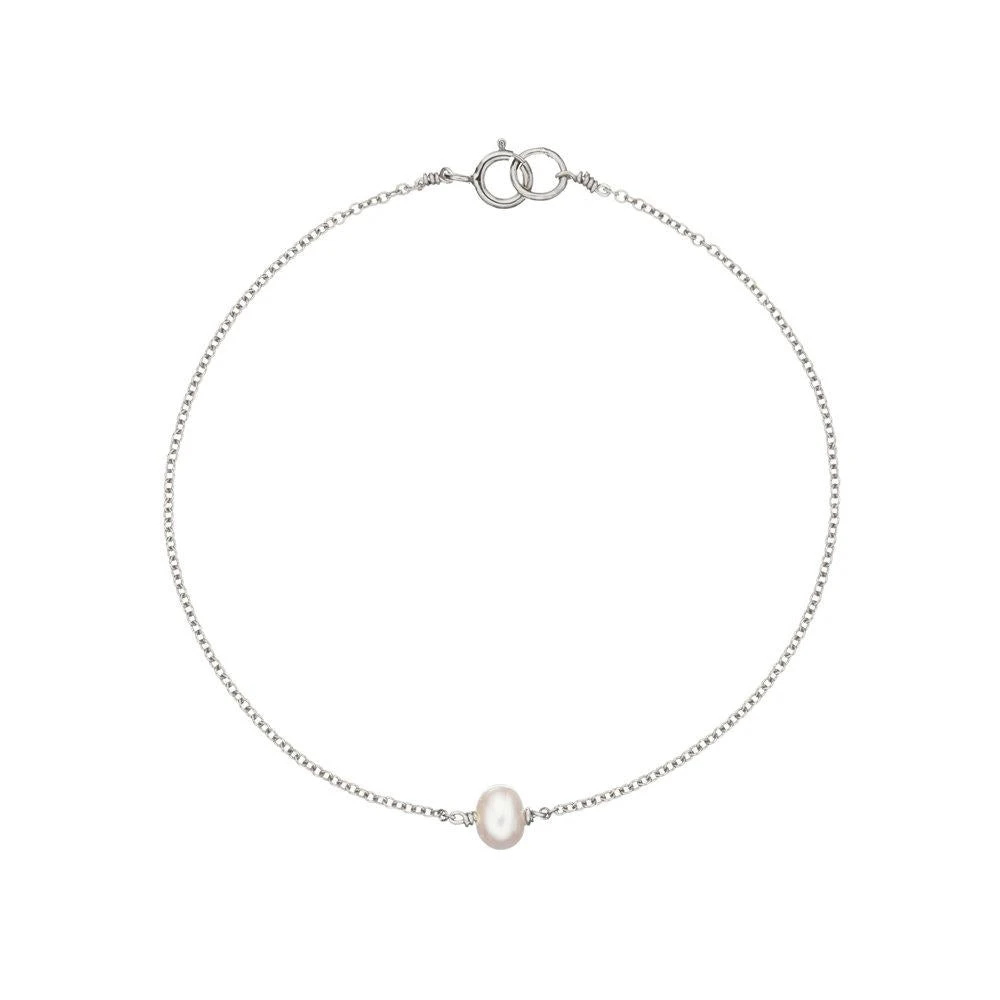 White Gold Single Pearl Bracelet