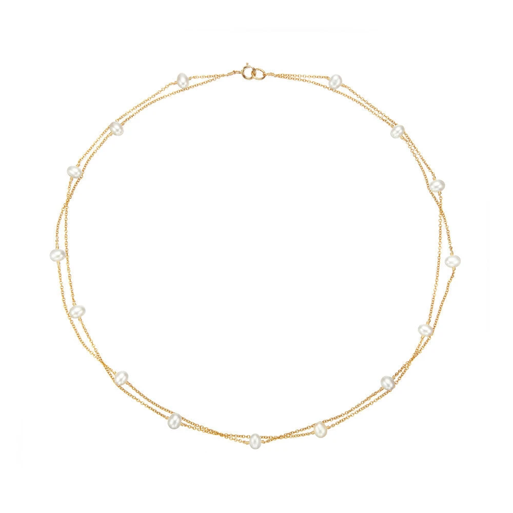 Gold Layered Pearl Necklace