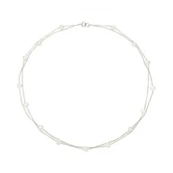 White Gold Layered Pearl Necklace