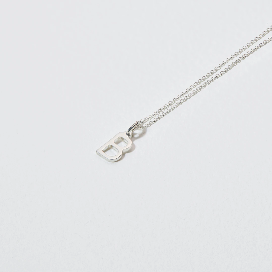 Solid White Gold Initial Letter Necklace - Image 4