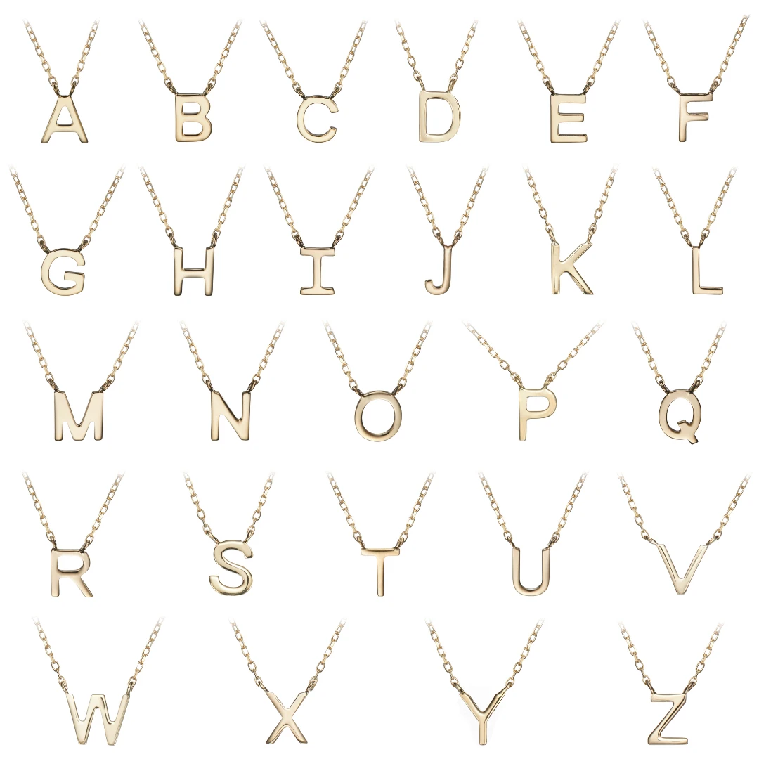 Solid Gold Miniature Initial Letter Necklace - Image 5