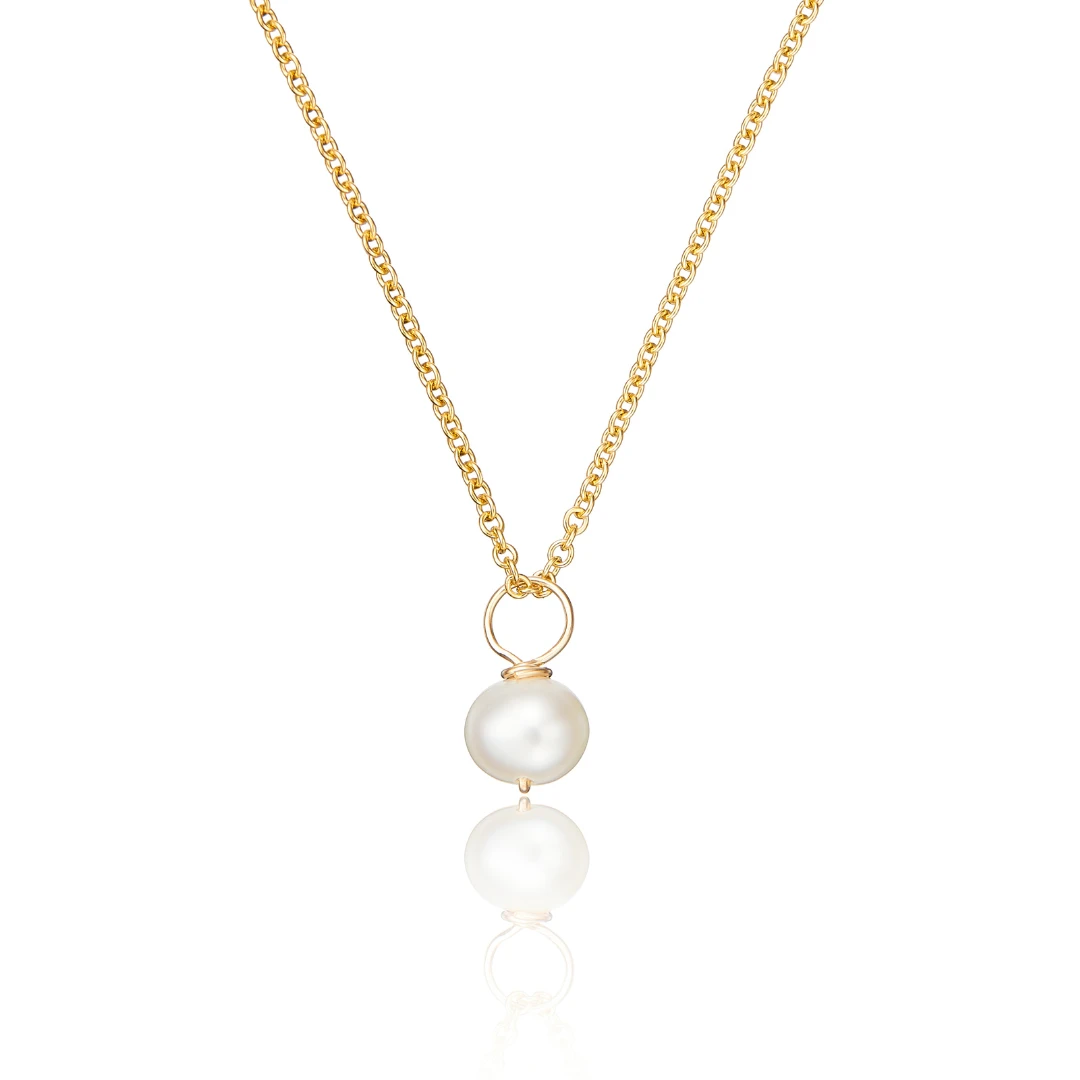 Gold Single Pearl Necklace - Image 4