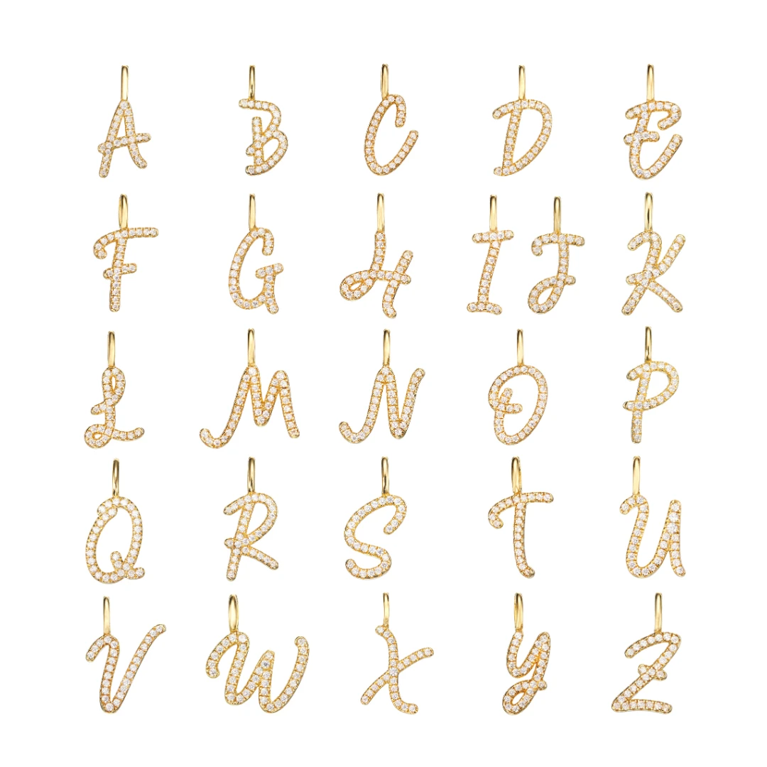 Gold Diamond Style Curve Initial Letter Necklace - Image 5