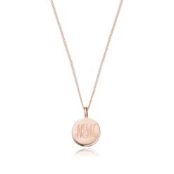 Rose Gold Large Engraved Disc Necklace