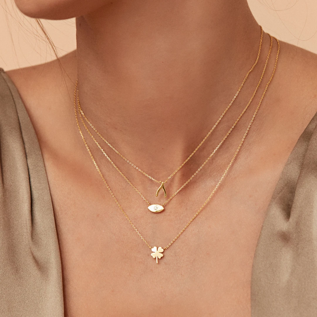 Gold Wishbone Necklace - Image 3