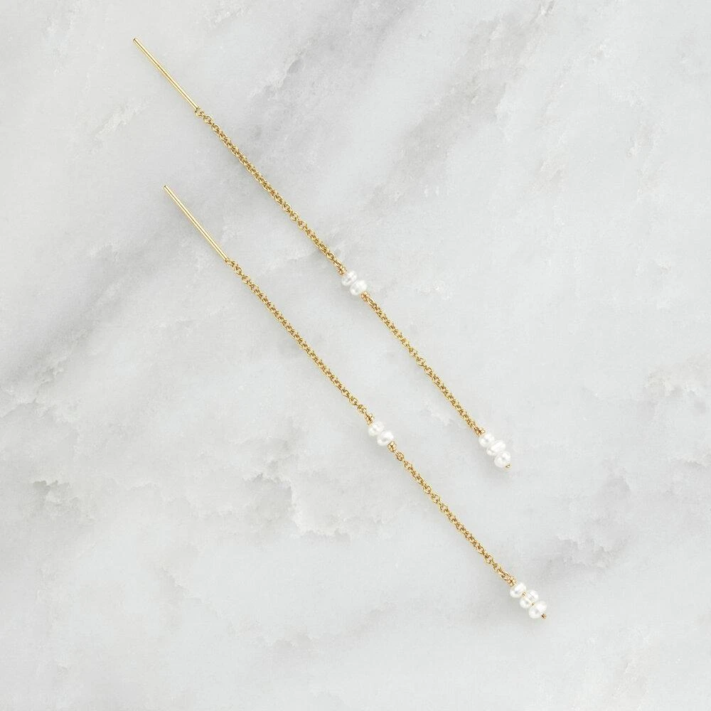 Rose Gold Mini Pearl Ear Threaders - Image 3