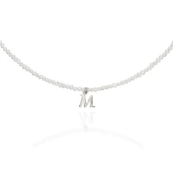 Silver Small Pearl Initial Letter Choker
