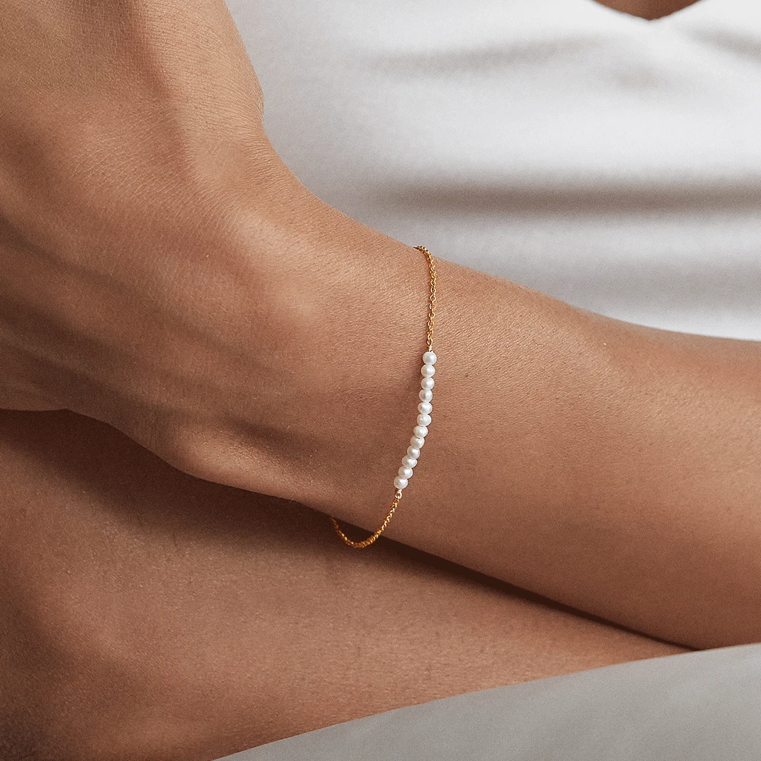 Gold Small Pearl Cluster Bracelet - Image 2