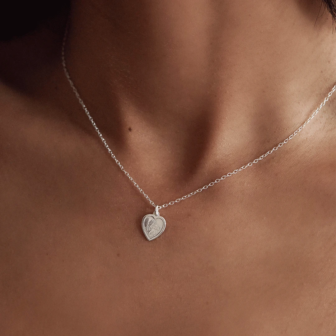 Silver Small Heart St Christopher Necklace - Image 2