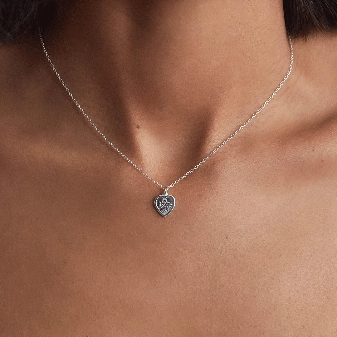 Silver Small Heart St Christopher Necklace - Image 3
