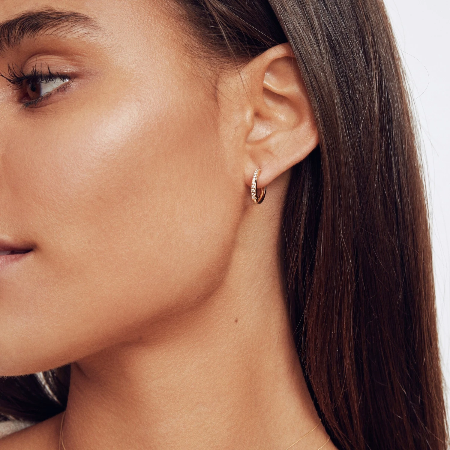 Silver Diamond Style Large Hoop Earrings - Image 2