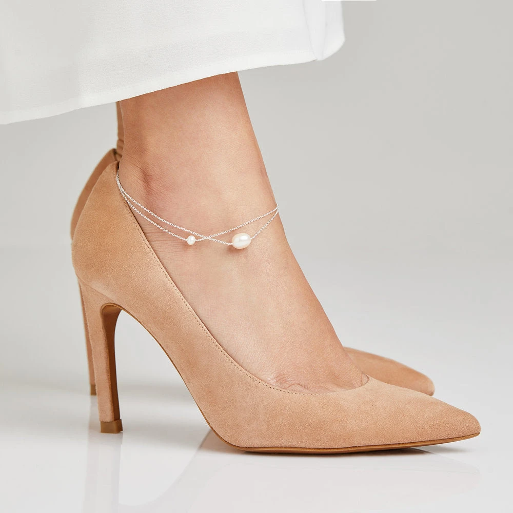Gold Layered Large And Small Pearl Anklet - Image 2