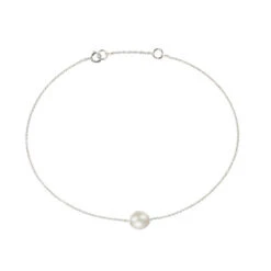 White Gold Large Pearl Anklet
