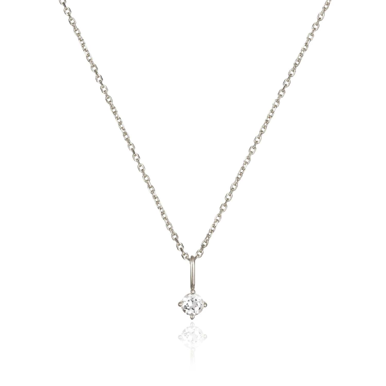 Solid White Gold Small Birthstone Pendant Necklace - Image 10