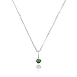 Solid White Gold Small Birthstone Pendant Necklace