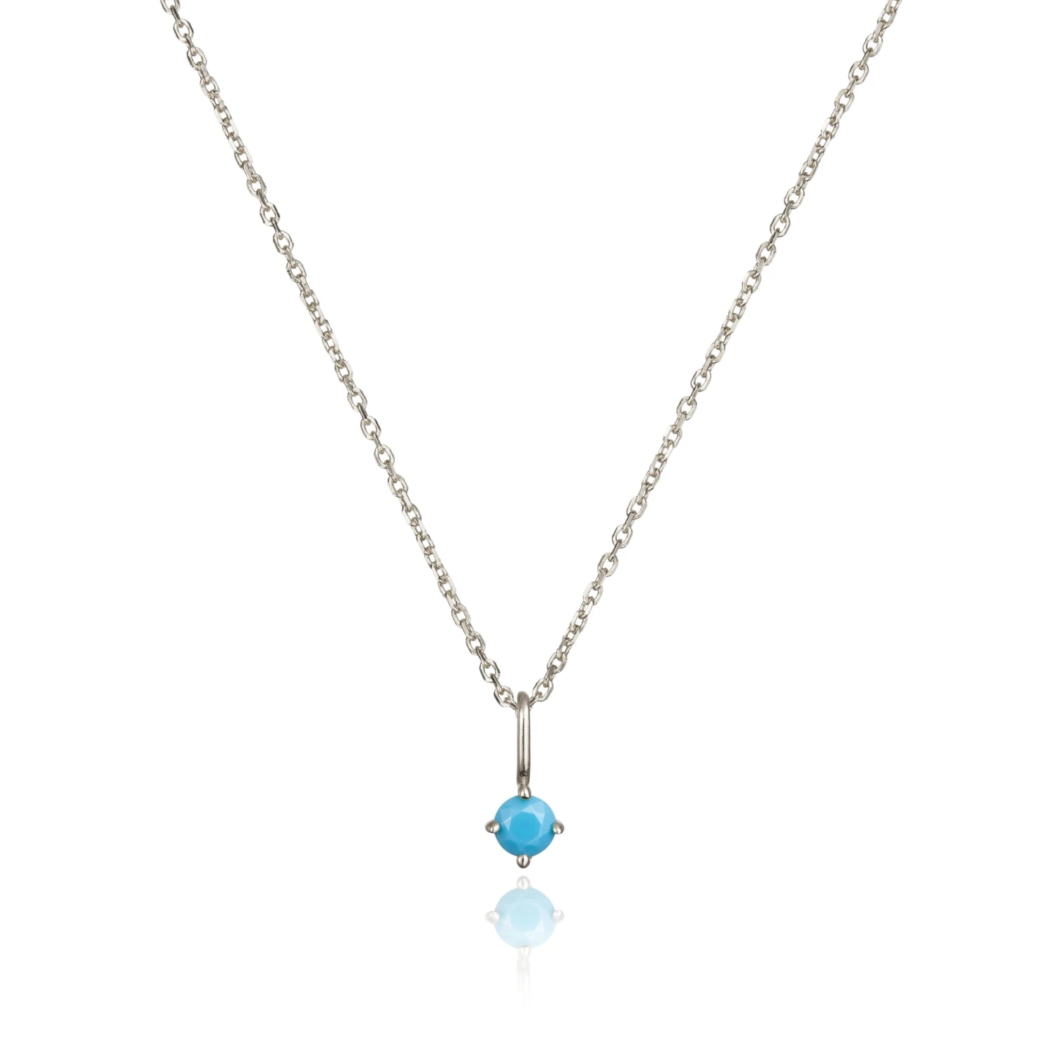 Solid White Gold Small Birthstone Pendant Necklace - Image 17