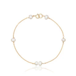 Gold Six Pearl Bracelet