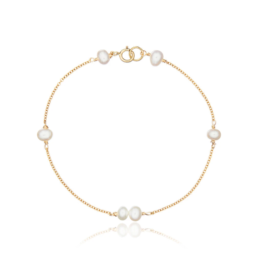 Gold Six Pearl Bracelet