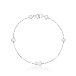 White Gold Six Pearl Bracelet
