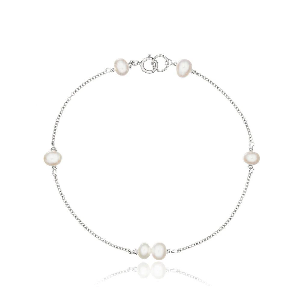 White Gold Six Pearl Bracelet