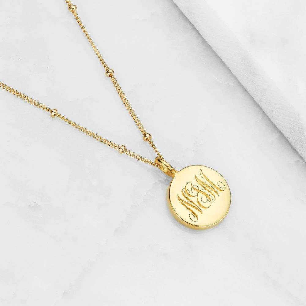 Rose Gold Large Engraved Disc Necklace - Image 3