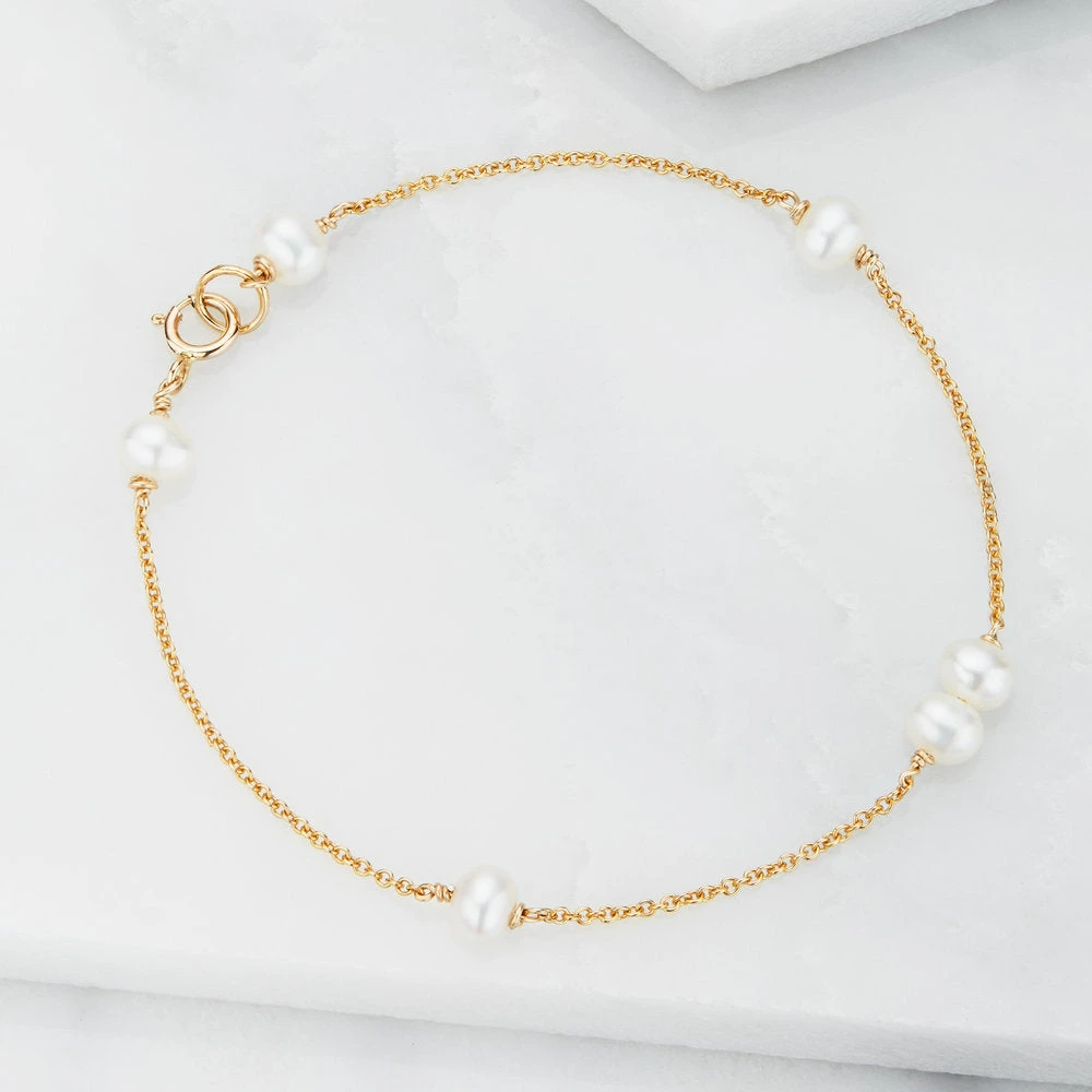 Gold Six Pearl Bracelet - Image 5