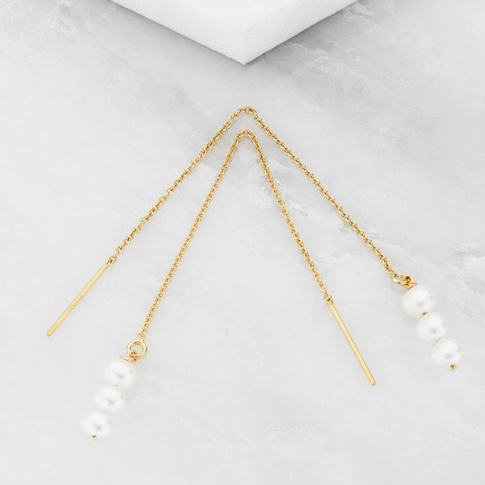 Rose Gold Cluster Pearl Drop Ear Threaders - Image 3