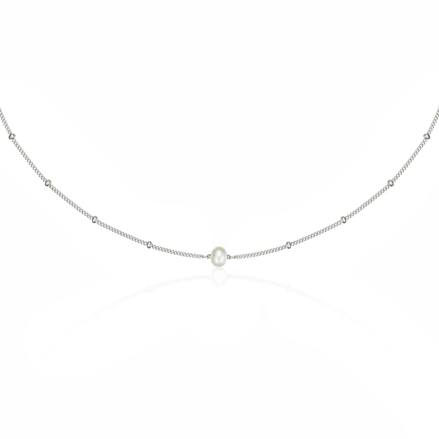 Silver Satellite Single Pearl Choker