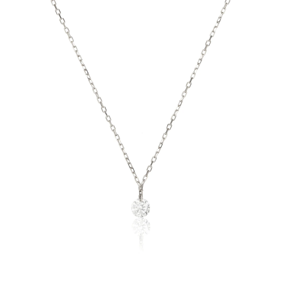 Silver Large Floating Diamond Style Necklace