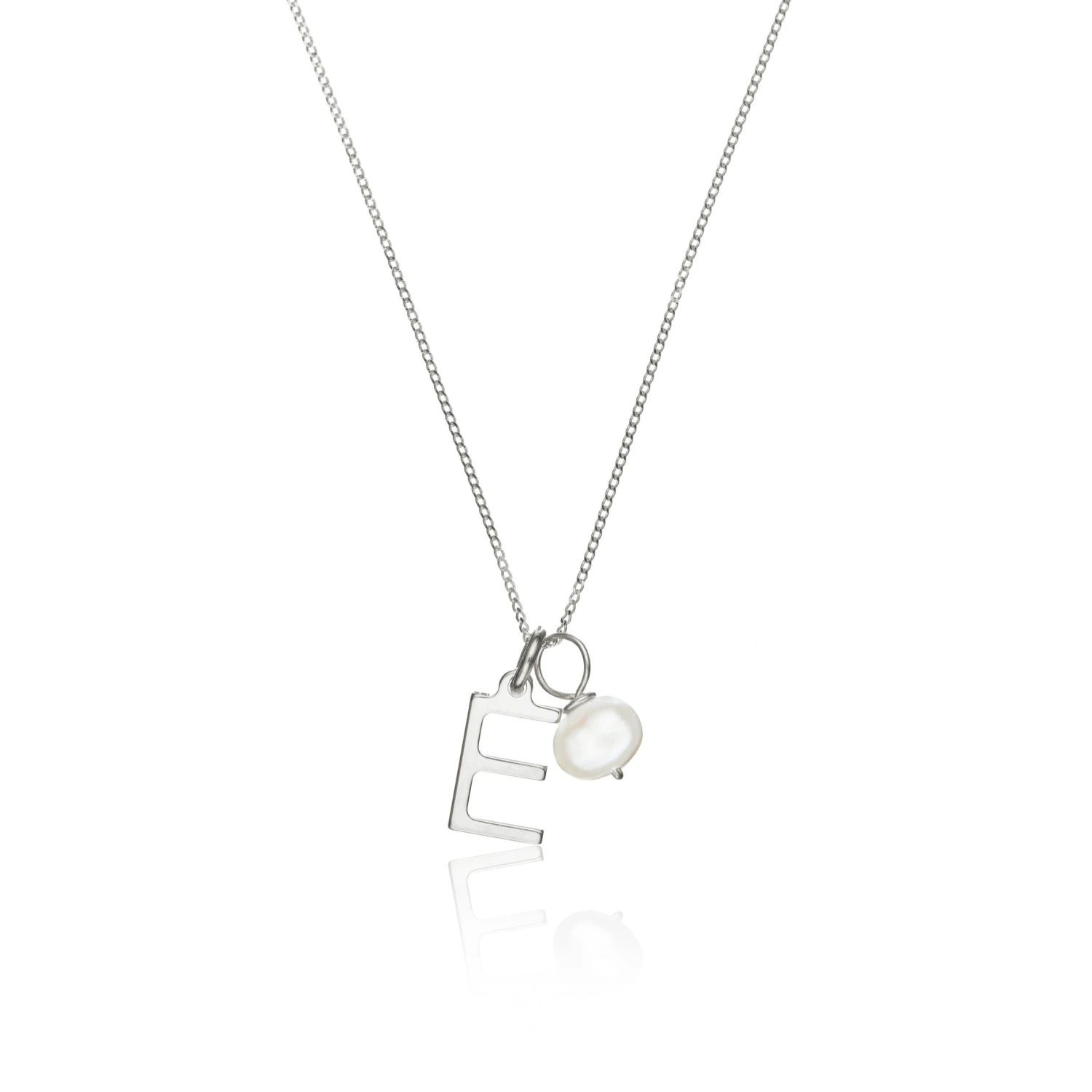 Silver Initial And Pearl Drop Necklace